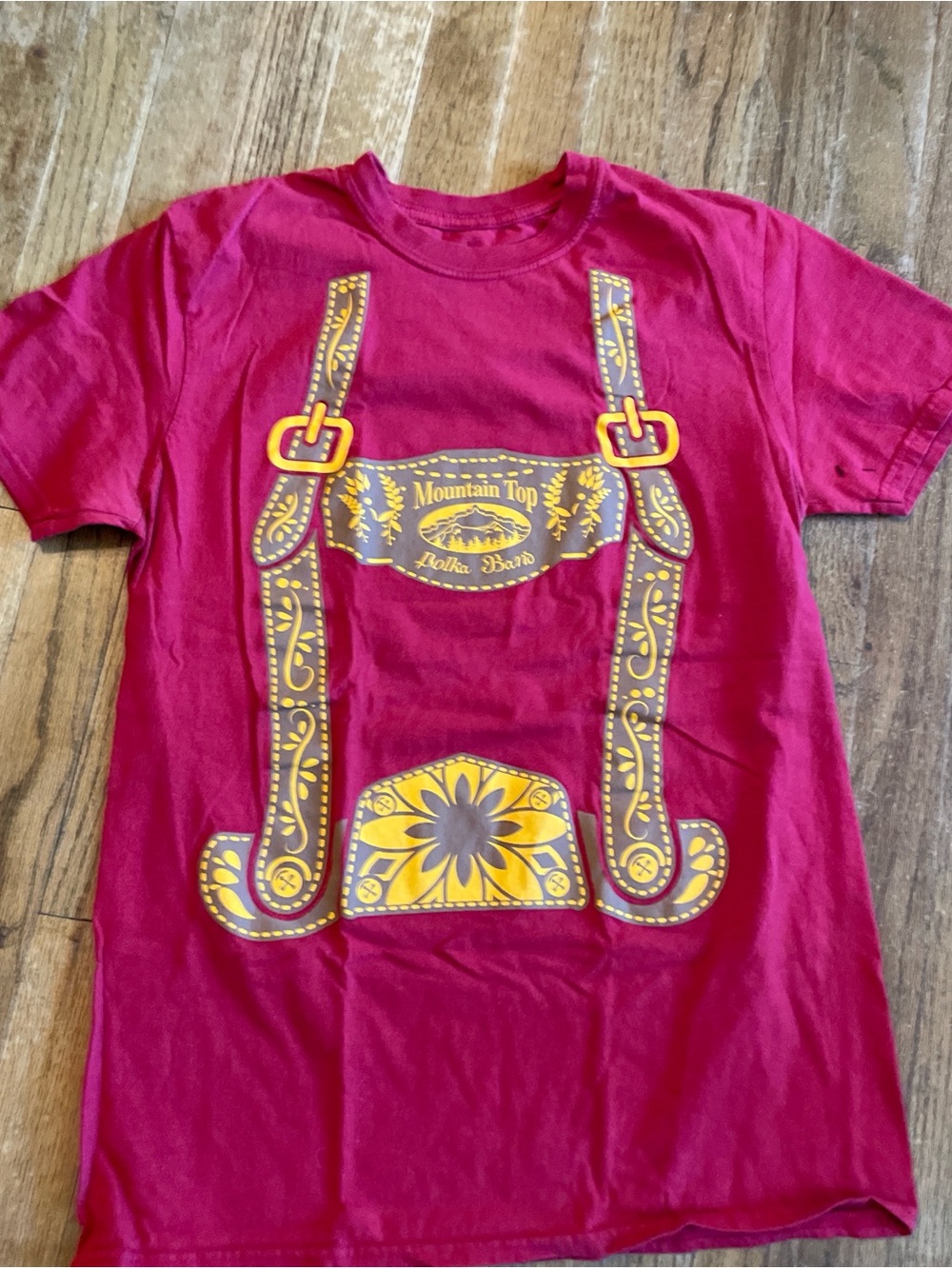Fun polka band Tshirt without size tag but 18 inches pit to pit